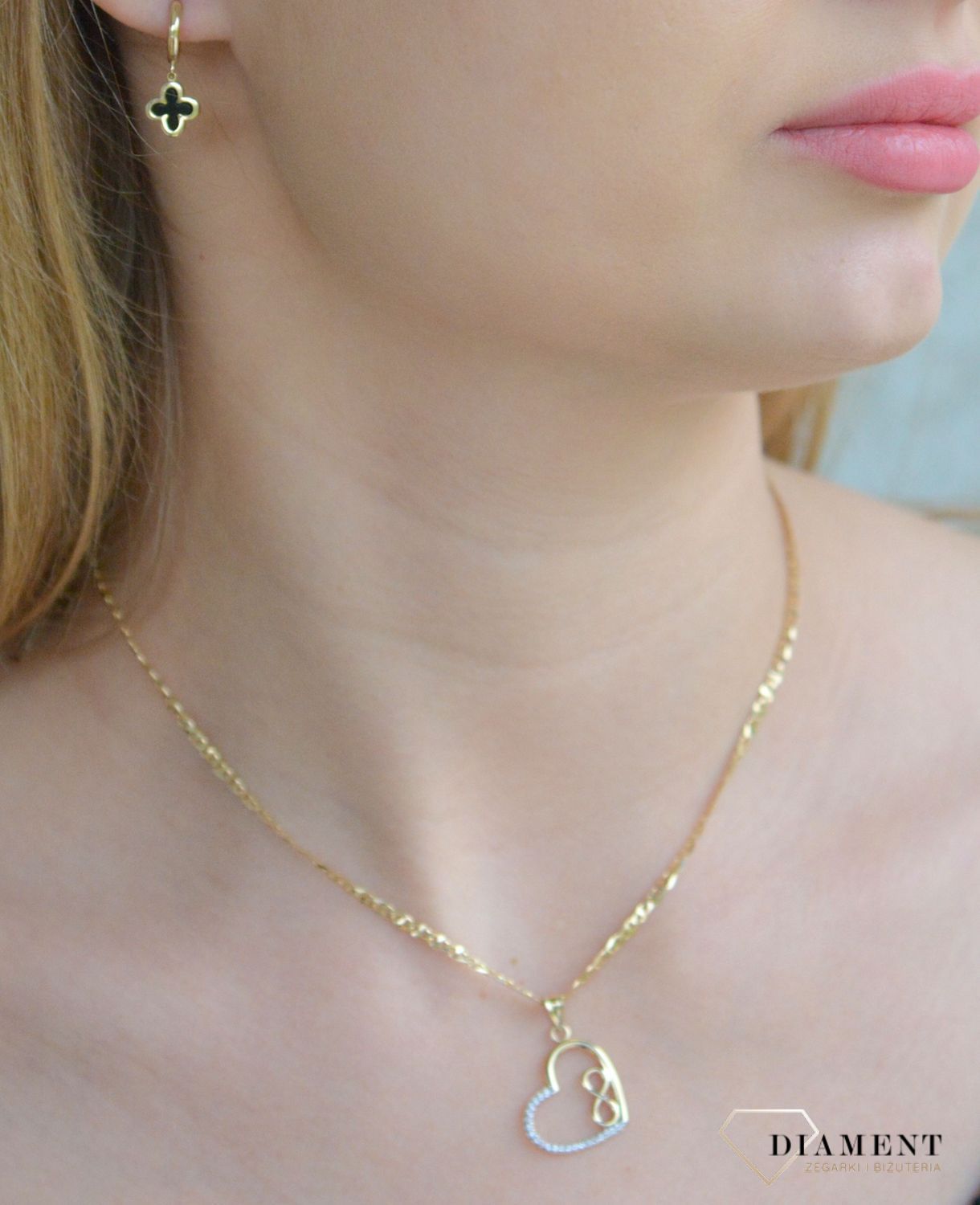 Złota zawieszka 585 Serce z nieskończonością ZA 3359.jpg